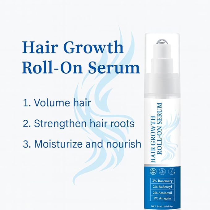 Rosemary Hair Growth Roll-On Serum 3% Rosemary Oil,2% Redensyl Anagain Strengthens Roots,Reduces Hair Loss,Volumizes & Nourishes Hair Lightweight,Non-Greasy Formula for Scalp Health 25mL*2Pcs