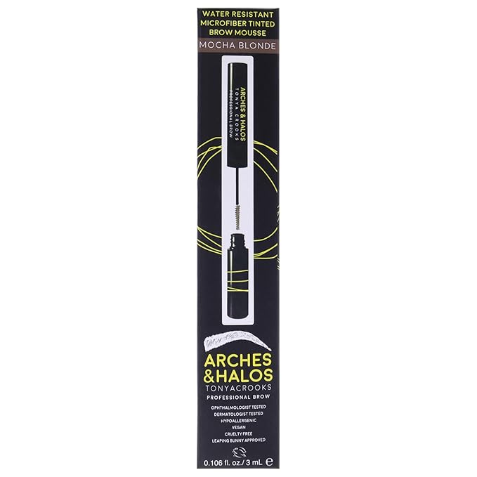 Arches and Halos Microfiber Tinted Brow Mousse - Richly Pigmented Eyebrow Shaper - Water Resistant Filler Pen - Vegan - Mocha Blonde - 0.11 oz