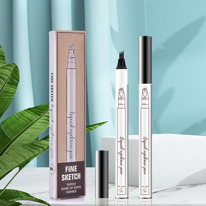 Eyebrow Ink Pencil by Brow Stylist -Micro 4 Point Brow Pen Lift & Snatch Eyebrow Pen Kits with 3 Eyebrow Stencil Long-Lasting Waterproof Natural Eyebrow Hair (1Pc 04# black)