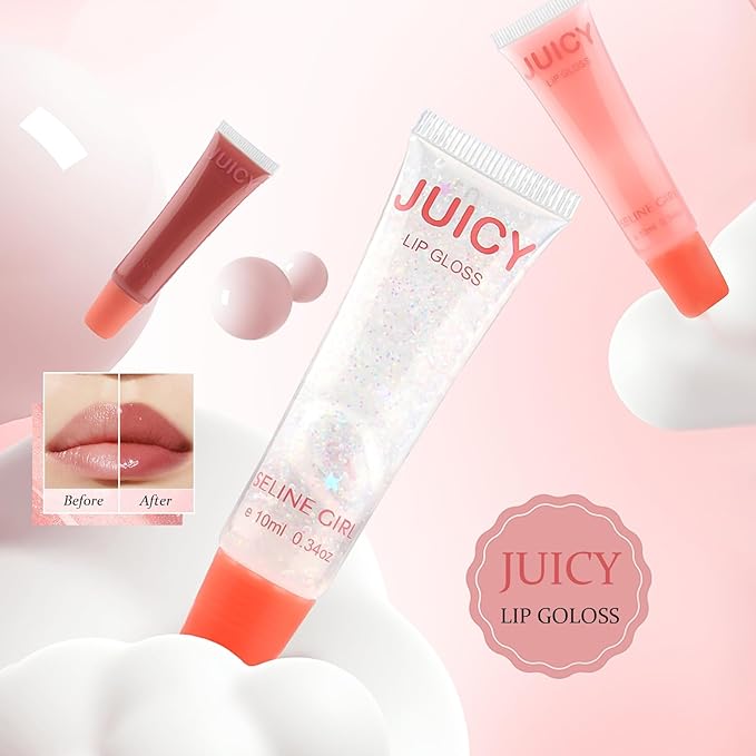 Juicy Lip Gloss, Lipgloss for Women and Girls, Lip Plumper, Lip Makeup Hydrating, Tinted Lip Balm, Colorful Lipgloss Moisturizing and Vibrant #pink