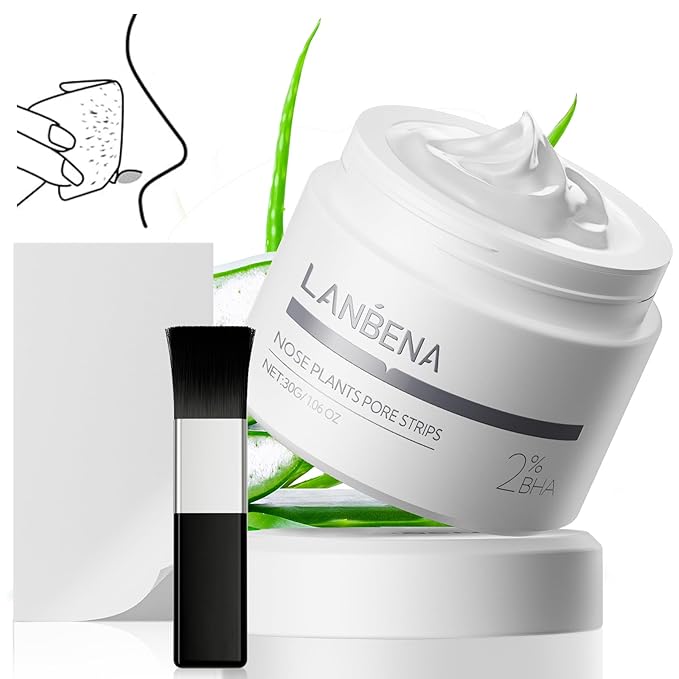 LANBENA 2.0 Blackhead Nose Plants Pore Strips(1.03 Oz), 60pcs Nose Strips for Blackhead Mask, Deep Cleansing Peel off Mask, Black Head Remover Mask