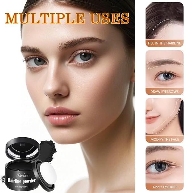 Invisible Hairline Powder, Undetectable Coverage for Bald Spots Receding Hairlines, 3 Seconds Fill for Bald Spots & Thinning Edges, Waterproof, Transfer-Resistant, Natural Matte Finish