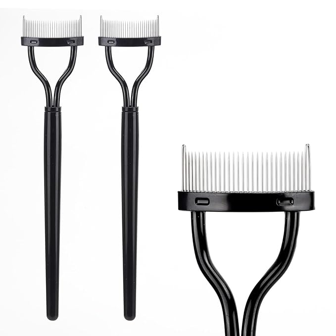 2 Pcs Eyelash Separator Tool Mascara Brushes Eyelash Comb Separator Definer Lash Comb for Combing, Separating Lashes - Black