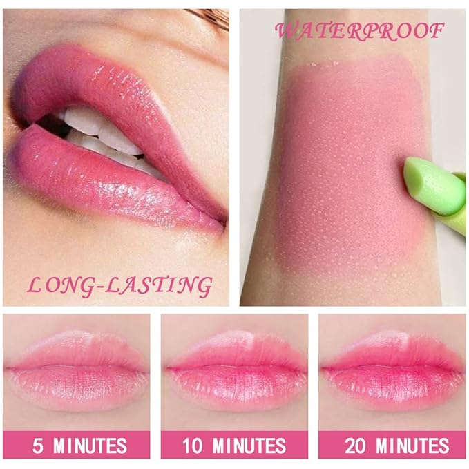 BINGBRUSH Aloe Vera Color Changing Green Lipstick Queen, Long Lasting Lip Care Nutritious Lip Balm Moisturizer Magic PH Lipstick Temperature Change Lip Gloss Makeup Set for Women (3Pcs Aloe Vera)