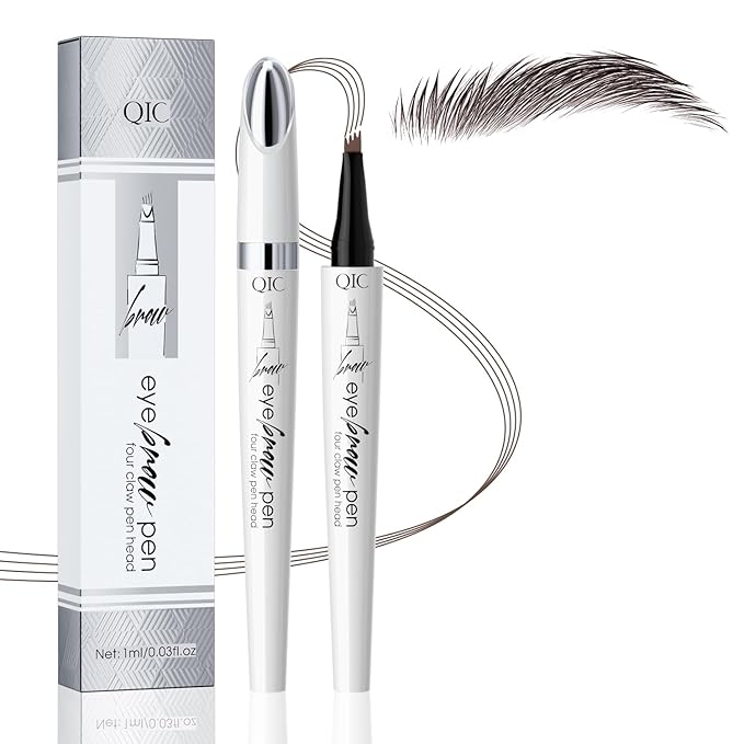 Eyebrow Pen, Waterproof Microblading Eyebrow Pencil, 4 Tip Precise Eye Brow Makeup Pen for Women to Effortlessly Create Hair Like Natural Brows, Non Dry Out and Last All Day (Dark brown)