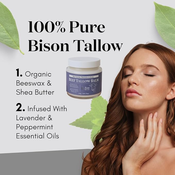 Beef Tallow Balm - 100% Pure Ingredients - Unscented Multipurpose Balm for Skincare - Beef Tallow Moisturizer 4oz/120g