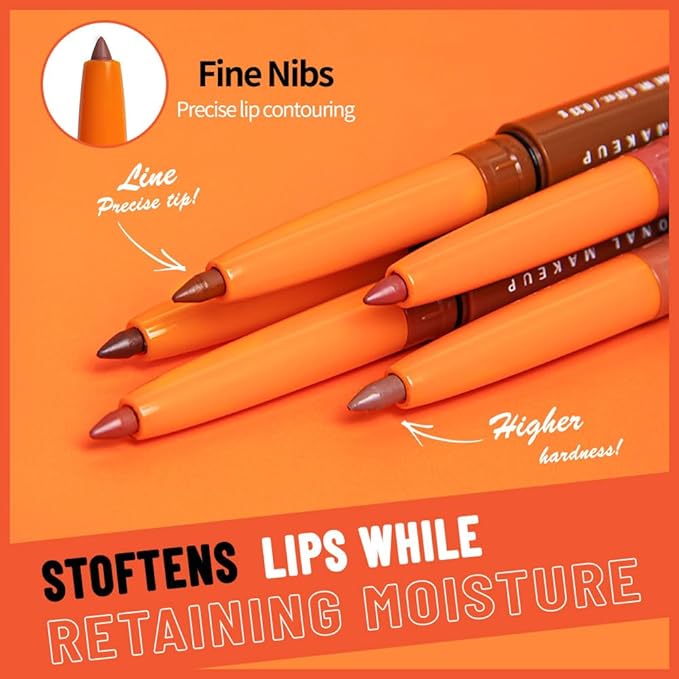 Retractable Lip Liner Pencil for Shaping & Sculpting Lips,Creamy Matte Gel Crayon Lip Liner Pencil delineador de labios,Long Lasting Waterproof Lipstick LipLiner (08#, 1 Count (Pack of 1))