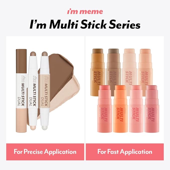 I'M MEME I'm Multi Stick Dual | Two Shade Shading and Highlighting Matte Finish | Suitable for Beginners Portable Size | 002 Cool Contouring
