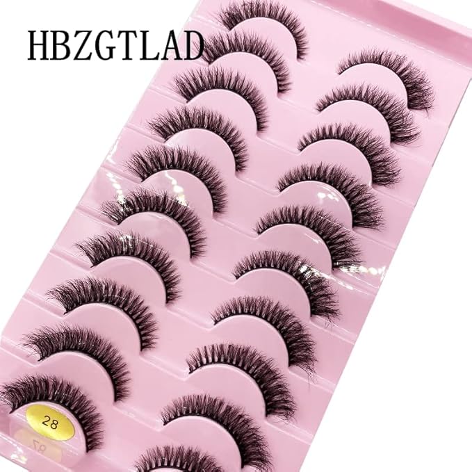 HBZGTLAD New 10 Pairs 3D Mink Lashes False Eyelashes Handmade Wispy Fluffy Long Lashes Natural Eye Makeup Tools Eye Lashes(28-10pairs)