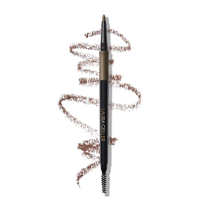LAURA GELLER NEW YORK INKcredible Waterproof Brow Pencil- Blending Spoolie Brush - Long Lasting Eyebrow Filler (02 Taupe)
