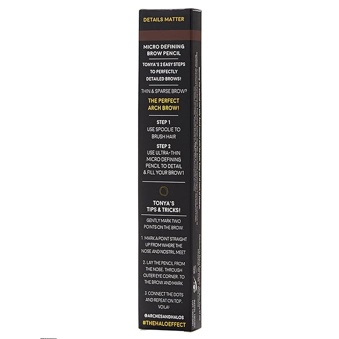 Arches & Halos Micro Defining Brow Pencil - Fuller and More Defined Brows - Long-Lasting, Smudge Proof, Rich Color - Dual Ended Pencil with Brush - Vegan and Cruelty Free Makeup - Auburn - 0.003 oz