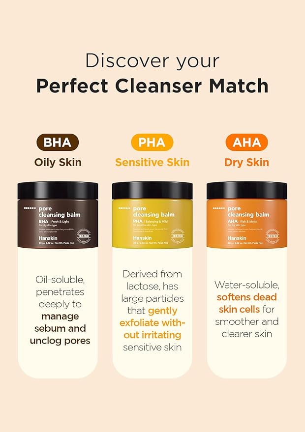 Hanskin BHA Pore Cleansing Balm, Gentle Blackhead Cleanser and Makeup Remover for Combination and Oily Skin [BHA/2.82 oz]