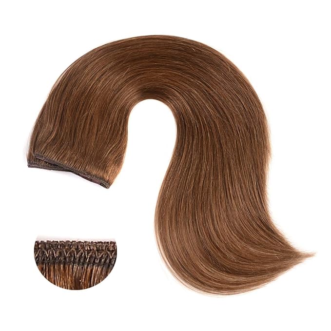 16" Clip in Hair Extensions Remy Human Hair for Women - Silky Straight Clip in Hair Extensions Human Hair 55grams 4pieces Chestnut Brown #8 Color