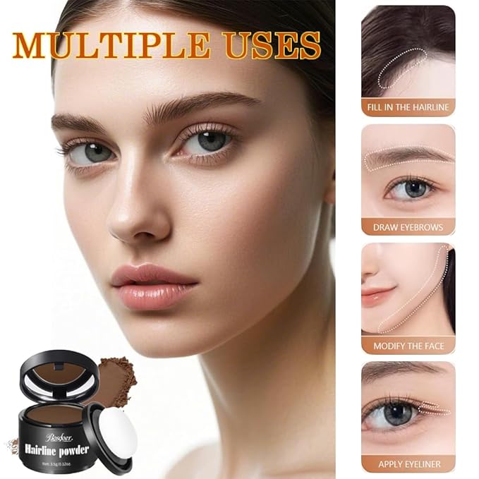 Invisible Hairline Powder, Undetectable Coverage for Bald Spots Receding Hairlines, 3 Seconds Fill for Bald Spots & Thinning Edges, Waterproof, Transfer-Resistant, Natural Matte Finish