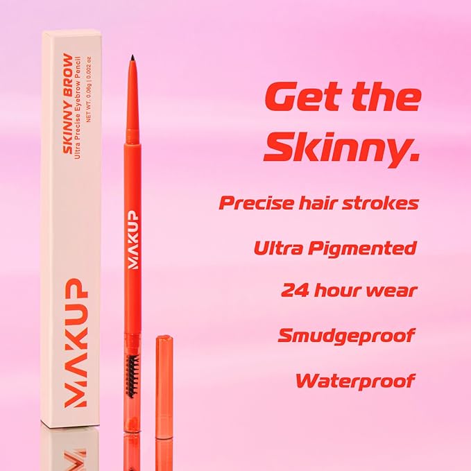 MAKUP Skinny Brow, Ultra Precise Eyebrow Pencil, Creamy, Micro Stroke Pencil Defines to Create Full, Natural Brows Black (Caviar)