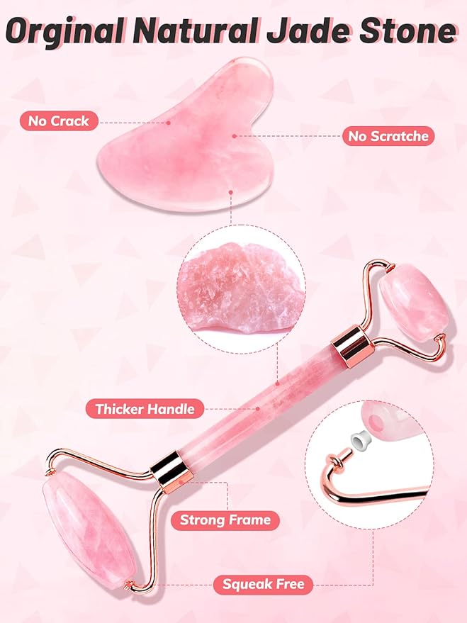 Deciniee Gua Sha Face Roller Tools: Jade Roller Facial Tools for Skin Care - Facial Massager for Face, Eyes, Neck, Relieve Fine Lines and Wrinkles