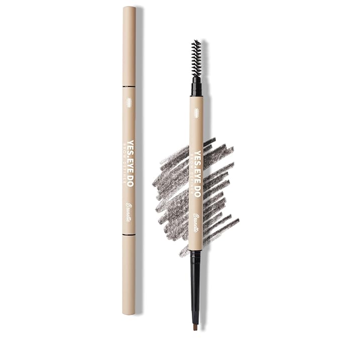 Gray Brown Eyebrow Precision Pencil, Brow Microfilling Pen with Blending Brush, Ultra precise Retractable Defining Pen,Perfectly Fill and Shape Eyebrows for Bushy Brow, Brunette, YES.EYE DO