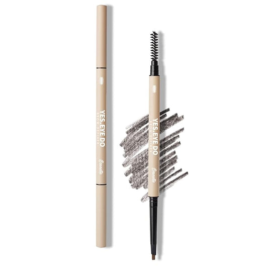 Gray Brown Eyebrow Precision Pencil, Brow Microfilling Pen with Blending Brush, Ultra precise Retractable Defining Pen,Perfectly Fill and Shape Eyebrows for Bushy Brow, Brunette, YES.EYE DO