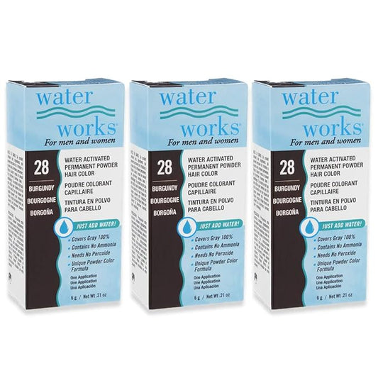 Water Works Powder Hair Color, Permanent, 3 packs (Burgundy)