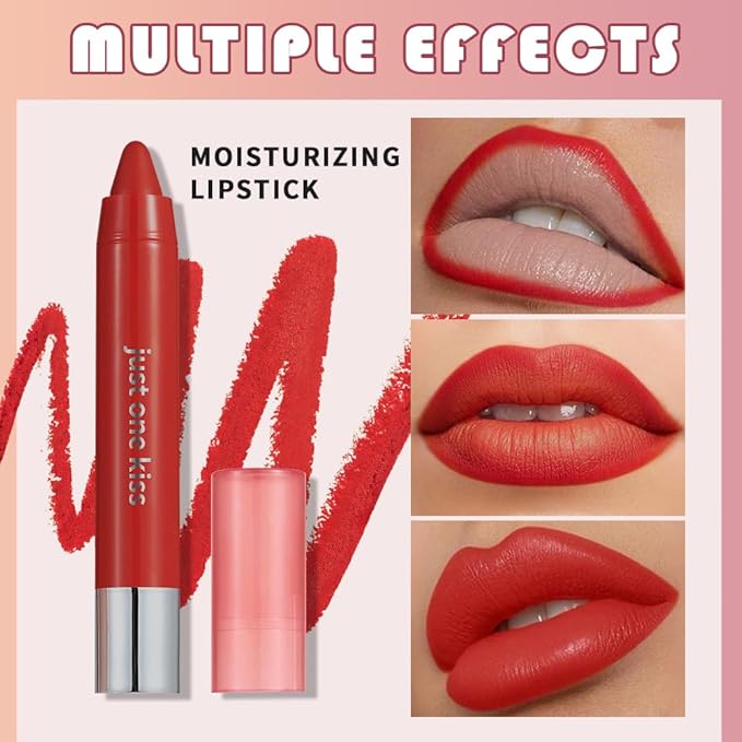 Ruby Red Hydrating Cream Lipstick Lip Crayon for Women, Moisturizing Lipstick Long-lasting Waterproof, Retractable Lips Crayon Liner for Ombre Shades, Lipgloss Tinted Lip Balm + Lips Color in One, 11