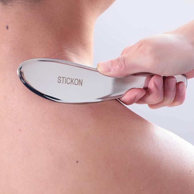 STICKON Gua Sha Stainless Steel Scraping Massage Tool Set Muscle Scraper Tools Set IASTM Tools Great Soft Tissue Mobilization Tool (taoH Shape)