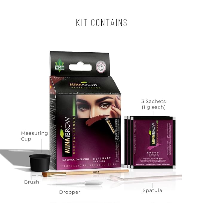 MinaiBrow Tinting Kit | Natural Spot Coloring Powder, Smudge Proof Formula | Instant Multi-Shade Brows (Dark, Light & Medium Brown)