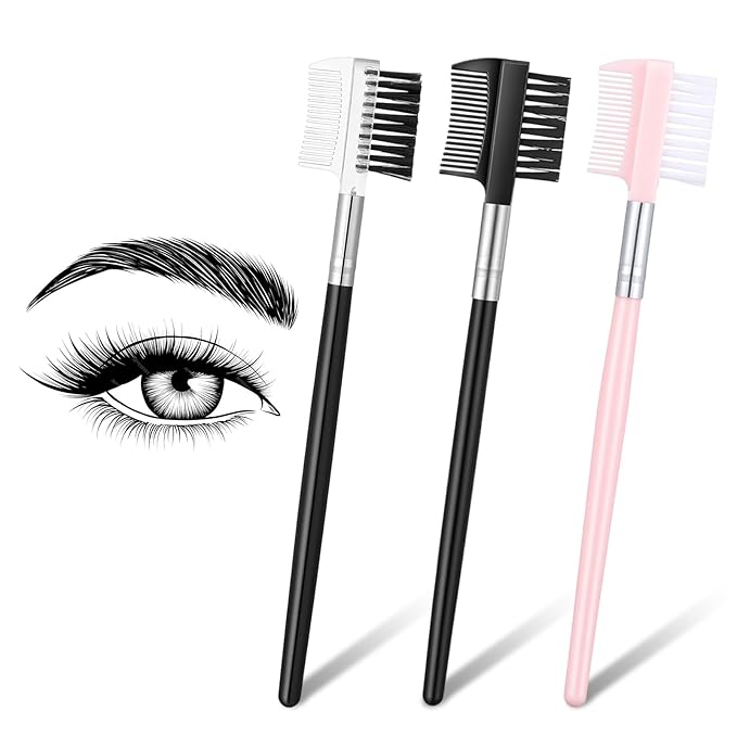 3pcs Eye Lash Brushes Separator, Eyebrow Comb for Women, Dual-Head Eyebrow Brush and Comb for Eliminating Mascara Clumps, Grooming Shaping Brow, Separating Lashes, Eyelashes Extension