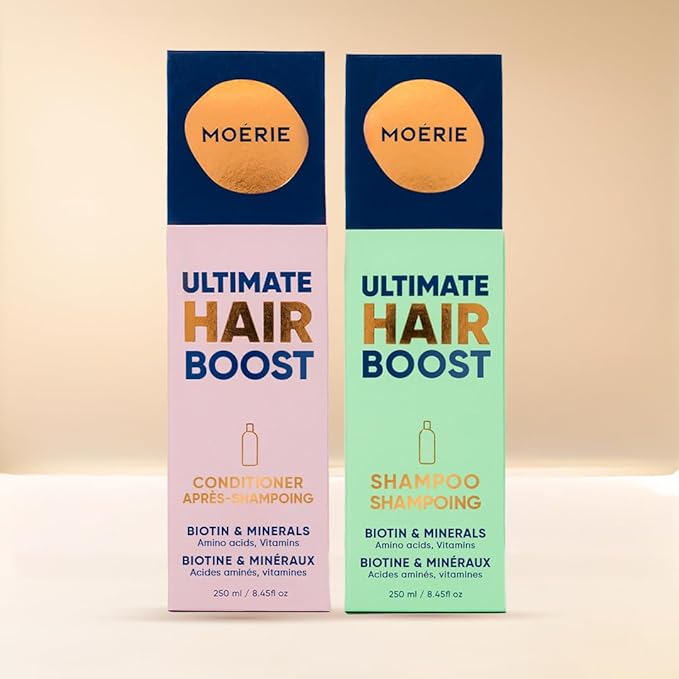 Moerie Volumizing Shampoo and Conditioner for Hair Loss - Thickening Products with Ingredients of Natural Origin - Over 100 Active Ingredients for Thick, Long, Luscious Hair, 2 X 8.45 Fl Oz