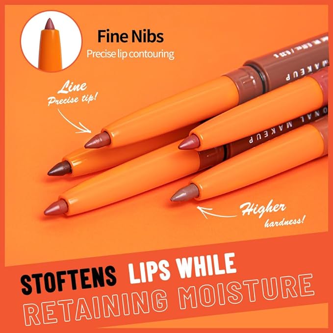 Retractable Lip Liner Pencil for Shaping & Sculpting Lips,Creamy Matte Gel Crayon Lip Liner Pencil delineador de labios,Long Lasting Waterproof Lipstick LipLiner (02#, 1 Count (Pack of 1))