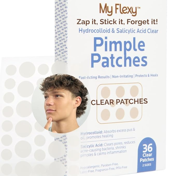 Pimple Patches - Hydrocolloid Acne Patches with Salicylic Acid , Pimple Patches for Face, Invisible Zit Patches. Hydrocolloid Patch; Blemish Protection. Clear Pimple Stickers, - 36 Count, 2 sizes