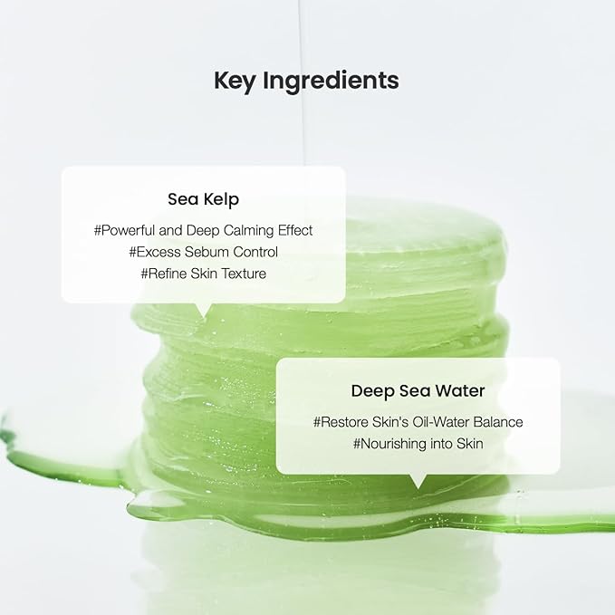 Biodance Sea Kelp Gel Toner Pads, Calming & Balancing Toner Pads for Sensitive Skin, Oil & Sebum Control, Refreshing Blemish Care, Korean Skincare, Stocking Stuffersㅣ4.93 fl.oz.(140g)*60Pads