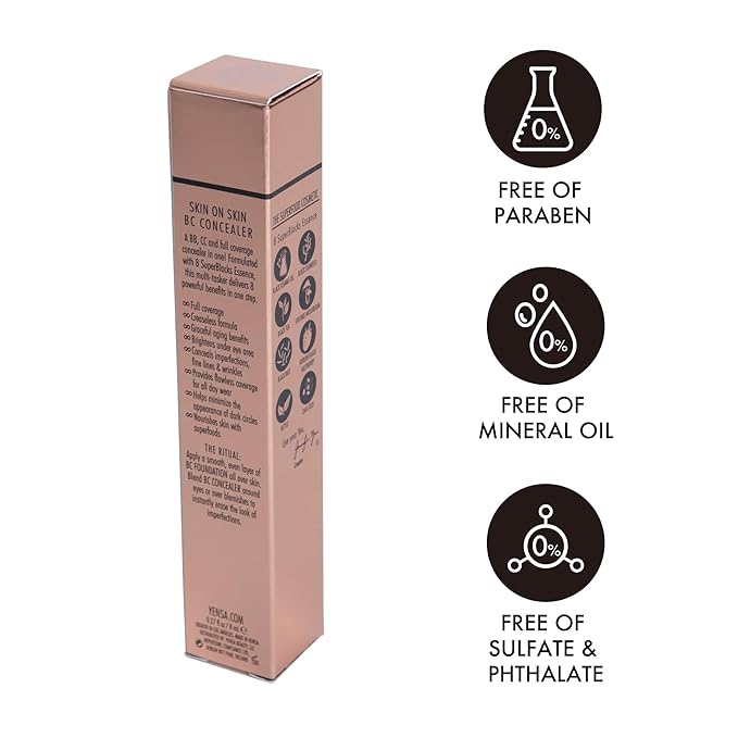 YENSA Skin On Skin BB + CC Full Coverage Concealer - Color Correcting Serum Concealer - Creaseless & Brightening Formula with Hyaluronic Acid & Superfood Complex - Light Medium (0.34 Fl oz)