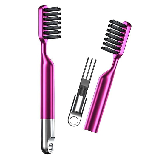 Hair Brush Comb Cleaning Tool Comb,2-in-1 Hair Brush Cleaner Tool, Portable Remover Rake for Removing Hair Dust, Home and Salon Use(Pink)