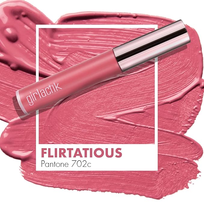 Girlactik Long Lasting Matte Lip Paint Liquid Lipstick in Allure- Long wearing, Smooth Application, Pigmented, Non-Crack Formula, Lightweight, 7.5 ml / .25 oz, (Flirtatious)