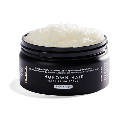 Bushbalm Ingrown Hair Exfoliating Scrub – Pre-Shave Sugar Scrub for Ingrown Hairs, Razor Bumps & Dry Skin – Gently Buffs & Soothes Sensitive Skin - Sweet Escape 236 ml