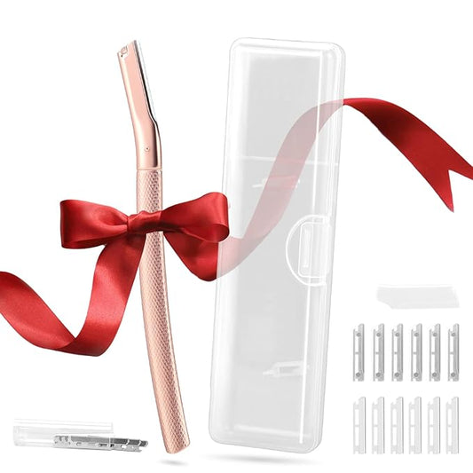 Dermaplaning Tool for Face, Dermaplane Razor for Peach Fuzz with Metal Grip, Professional Eyebrow Razor for Women, Facial Razor for Women Silver (12 Replaceable Blades)