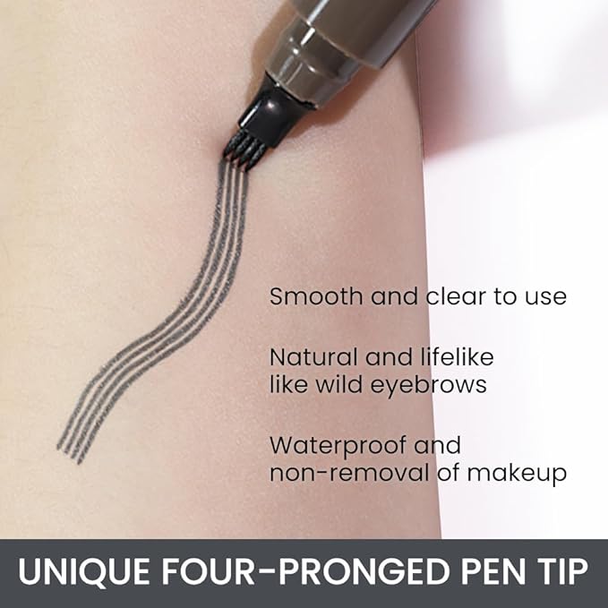 Kaely Eyebrow Pencils for Women, 4 Tip Magical Precise Waterproof Brow Pen, Microblading Eyebrow Contouring Pen, lapiz de cejas 3d Eye Brow Gel, 24h Smudge Proof,04 Grey