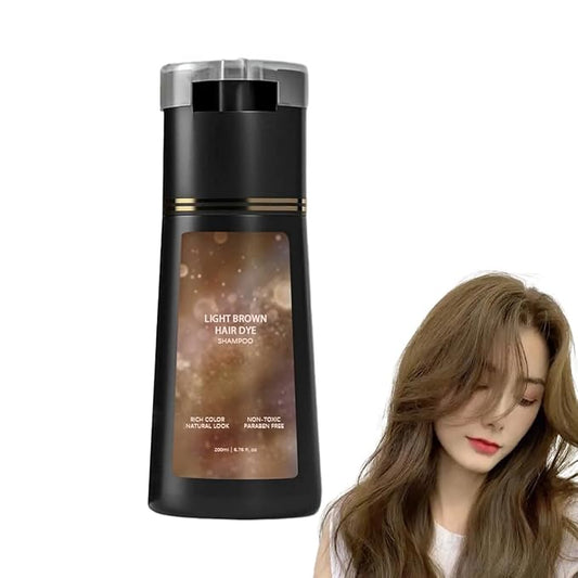 Hair Dye Shampoo, Hair Color Dye Shampoo, Hair Care Instant Dye for Gray and White Coverage, Suitable for Women & Men (Light Brown)