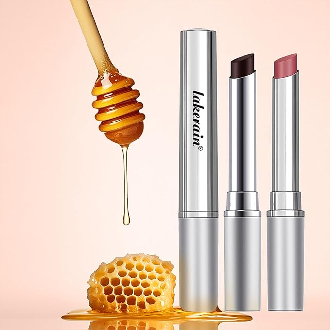 2PCS Honey Lipstick Tinted Lip Balm in Black and Pink，Sheer Hydrating Lipstick for All Skin Tones - Moisturizing Lip Color - Natural Glossy Finish