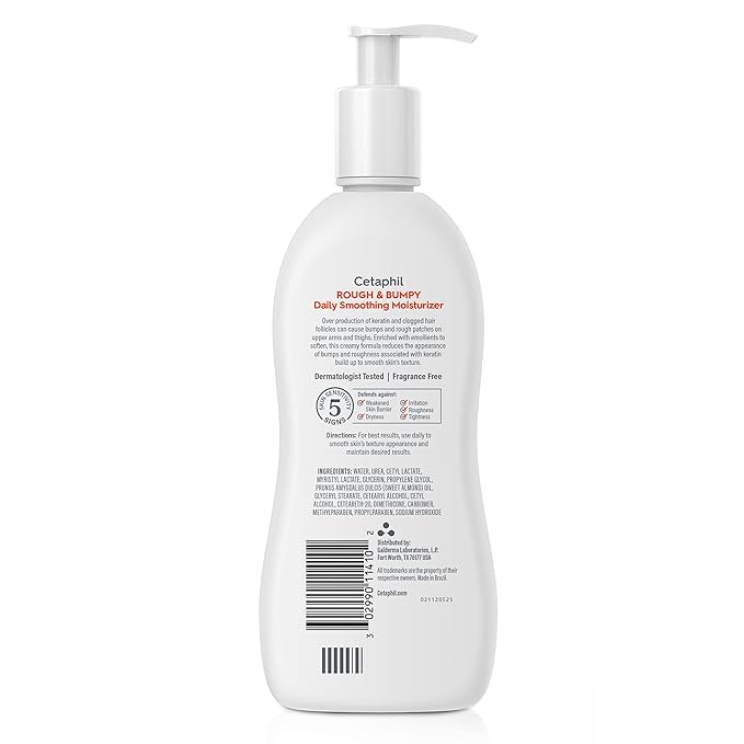 Cetaphil Daily Smoothing Moisturizer for Rough and Bumpy Skin | 10 fl oz | For Sensitive Skin | Urea Cream Hydrates and Exfoliates to Smooth Skin | Fragrance Free | Dermatologist Recommended
