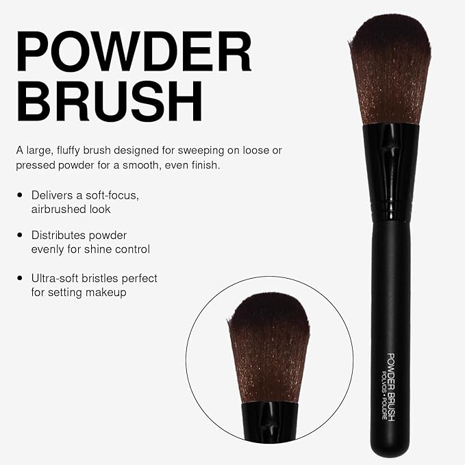Palladio Powder Brush, Large All Over Face Makeup Brush, Buffs Loose Powder, Flawless Blending, Smooth Finish, Synthetic Natural Bristles, Soft Feel, Comfortable Grip, Professional Application
