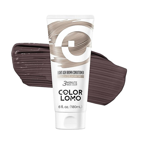 Semi Permanent Hair Color - 6 oz Color Depositing Conditioner with Shea Butter & Almond Oil- Color Conditioner Depositing Hair Mask - Vegan, Paraben, Ammonia & Sulfate Free -Light Ash Brown