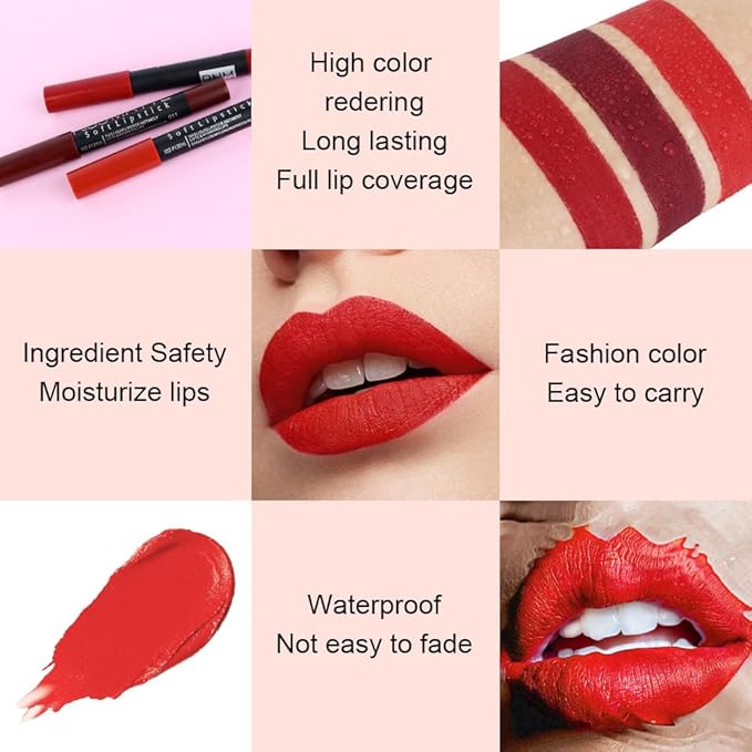 BINGBRUSH Smooth Longwear Lipstick Pack Set, Matte Color Stick Ultimate Lip Crayon for Makeup Collection - Waterproof Velvet Lipgloss Lip Stain (10#)