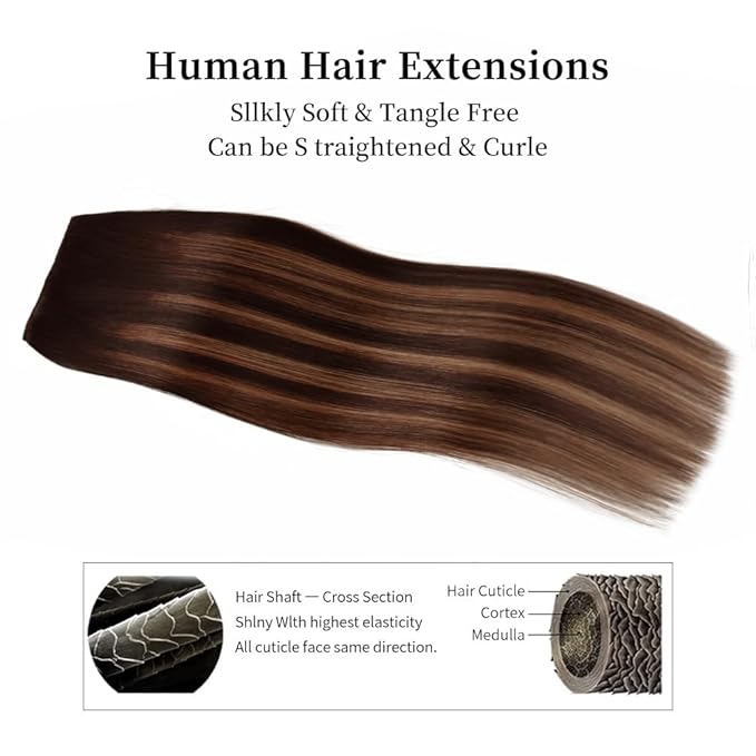 22 Inch Clip-in Hair Extensions Remy Human Hair for Women - Soft Handmade Real Human Hair Clip in Extensions, Straight, Thick, 165g 7pcs #2T(6P2) Color