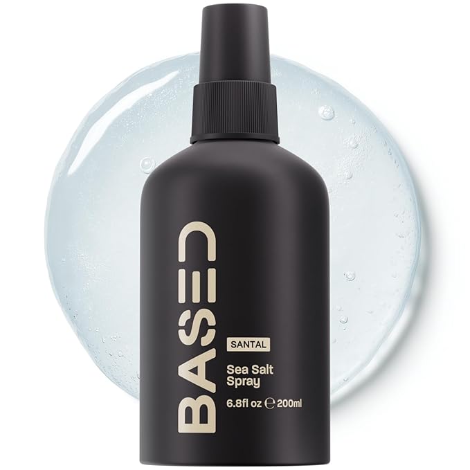 BASED Sea Salt Spray, Natural Finish Sea Salt Spray for Hair, Volumizes & Texturizes, Infused with Kelp & Vitamin B5, Light & Non-Greasy, Paraben, Sulfate, Phthalate Free, 6.8 oz (Pack of 1)