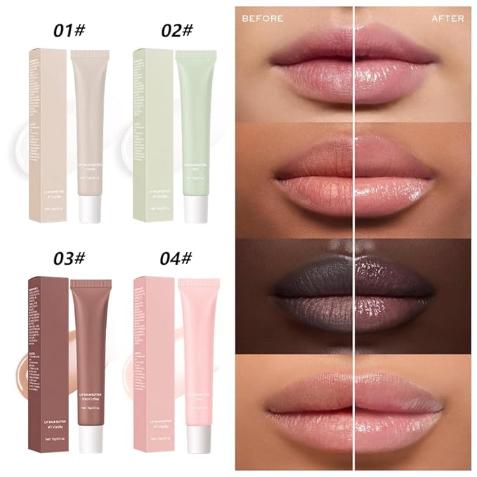 4Pcs Summer Lip Butter Balm Lip Gloss, Ultra-Hydrating Natural Vegan Lip Balm, Sheer-Tinted Shine & Hydration, Soothes & Softens Dry Lips Skincare, Bálsamo labial hidratante (#1+2#+3#+4#)