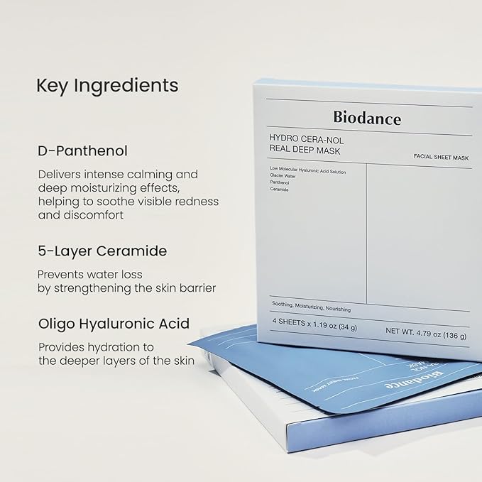 BIODANCE Repair Calming Mask Duo Set: Ceramide Panthenol & Sea Kelp Real Deep Mask, Hydrating, Calming, Soothing Face Mask for Sensitive Skin, Korean Skincare Set, Christmas Gift Stocking Stuffers