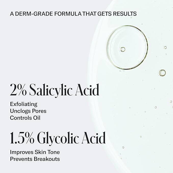Geologie Acne Control Body Wash | Fresh Eucalyptus | 2% Salicylic Acid + 1.5% Glycolic Acid | Clears Body Acne & Prevents Breakouts | For Men & Women | No Benzoyl Peroxide | 8.4 oz