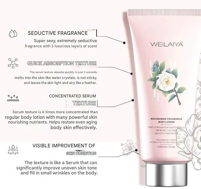 Camellia Flower Extract Face Body Cream Tone-Up SPF30 PA+++ & Niacinamine Fragrance Body Lotion Brightening, Anti Aging, Moisturing