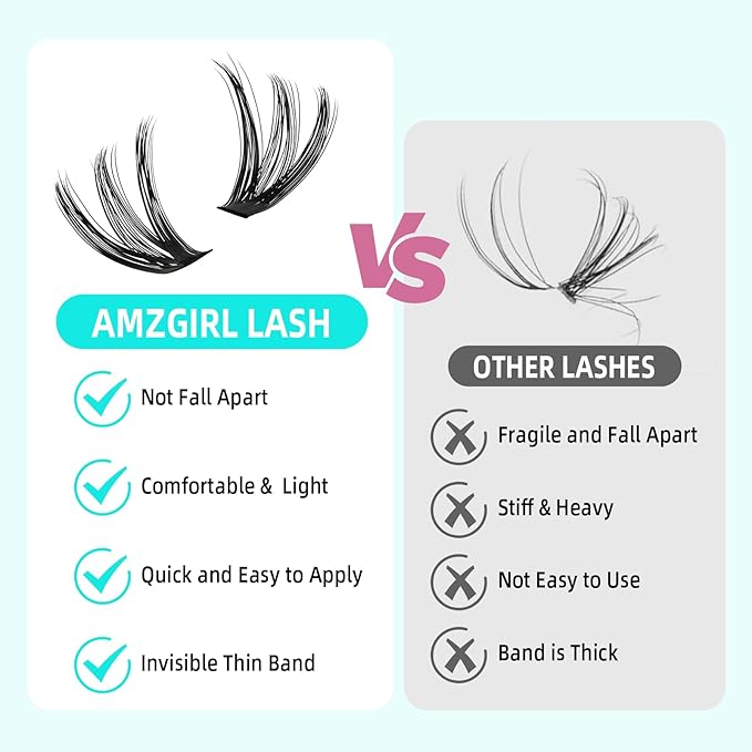 Lash Clusters Wispy 280PCS Eyelash Clusters 50D Lashes Clusters 9-16mm Cluster Eyelash Extensions Individual Lashes Soft Eyelashes Clusters with Thin Band False Eyelashes at Home(50D,D-Mix9-16mm)